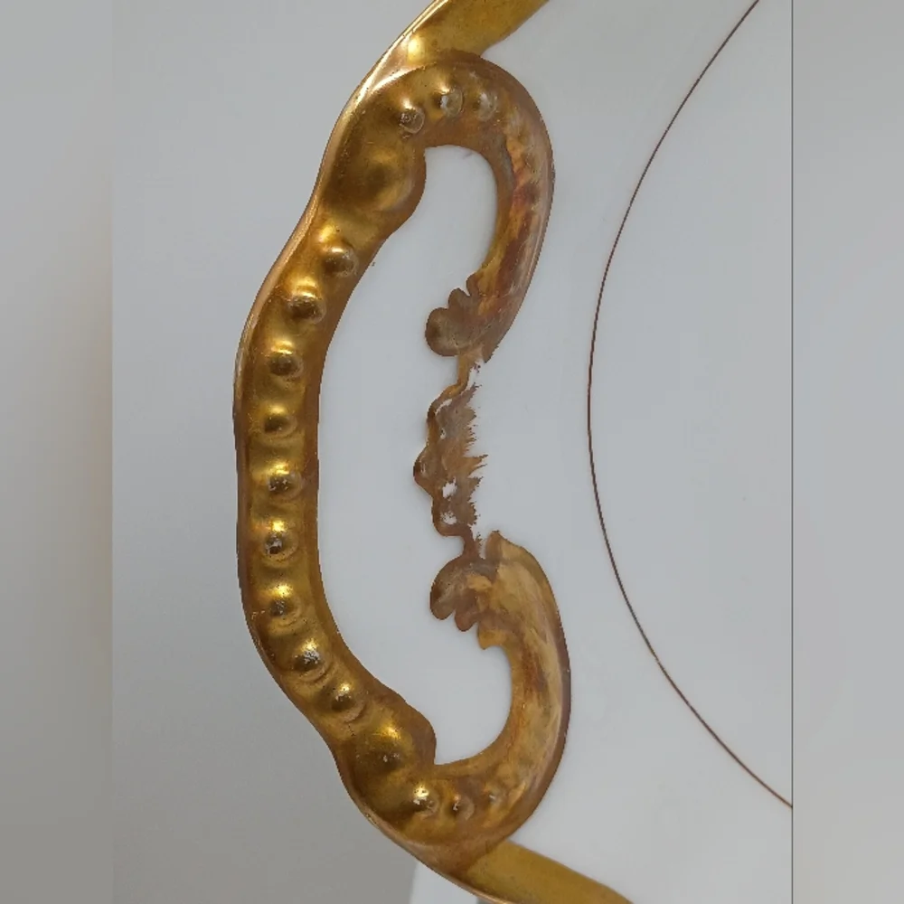 Elegant Limoges Gold and White Oval Serving Platter
